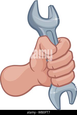 Mécanicien plombier clé Main Fist Holding Illustration de Vecteur
