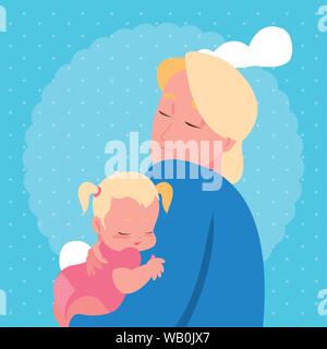 Papa portant sa petite fille d'armes vector illustration Illustration de Vecteur