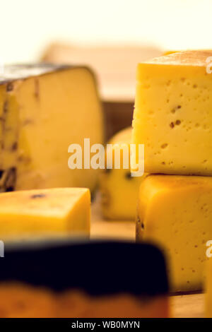 Différents types de fromage au festival des fromages. La ferme biologique et concept Banque D'Images