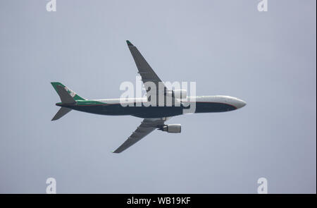 Chiang Mai, Thaïlande - 20 août 2019 : B-16337 Airbus A330-300 de EvaAir. décoller de l'aéroport de Chiangmai à Taipei Taiwan. Banque D'Images