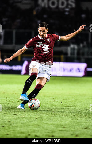 Turin, Italie. Août 22, 2019. Alex Berenguer de Torino FC en action au cours de l'UEFA Europa League tour éliminatoire football match entre Torino FC et Wolverhampton Wanderers FC.Wolverhampton Wanderers FC a gagné 2-3 au Stadio Olimpico Grande Torino en Italie Turin (photo de Alberto Gandolfo/Pacific Press) Credit : Pacific Press Agency/Alamy Live News Banque D'Images