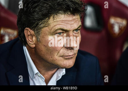 Turin, Italie. Août 22, 2019. Walter Mazzarri l'entraîneur en chef de Torino FC pendant l'UEFA Europa League tour éliminatoire football match entre Torino FC et Wolverhampton Wanderers FC.Wolverhampton Wanderers FC a gagné 2-3 au Stadio Olimpico Grande Torino en Italie Turin, 22 août 2019 (Photo par Alberto Gandolfo/Pacific Press) Credit : Pacific Press Agency/Alamy Live News Banque D'Images