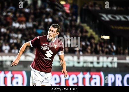 Turin, Italie. Août 22, 2019. Andrea Belotti de Torino FC en action au cours de l'UEFA Europa League tour éliminatoire football match entre Torino FC et Wolverhampton Wanderers FC.Wolverhampton Wanderers FC a gagné 2-3 au Stadio Olimpico Grande Torino en Italie Turin, 22 août 2019 (Photo par Alberto Gandolfo/Pacific Press) Credit : Pacific Press Agency/Alamy Live News Banque D'Images