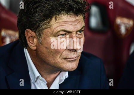 Turin, Italie. Août 22, 2019. Walter Mazzarri l'entraîneur en chef de Torino FC pendant l'UEFA Europa League tour éliminatoire football match entre Torino FC et Wolverhampton Wanderers FC.Wolverhampton Wanderers FC a gagné 2-3 au Stadio Olimpico Grande Torino en Italie Turin, 22 août 2019 (Photo par Alberto Gandolfo/Pacific Press) Credit : Pacific Press Agency/Alamy Live News Banque D'Images