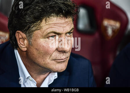 Turin, Italie. Août 22, 2019. Walter Mazzarri l'entraîneur en chef de Torino FC pendant l'UEFA Europa League tour éliminatoire football match entre Torino FC et Wolverhampton Wanderers FC.Wolverhampton Wanderers FC a gagné 2-3 au Stadio Olimpico Grande Torino en Italie Turin, 22 août 2019 (Photo par Alberto Gandolfo/Pacific Press) Credit : Pacific Press Agency/Alamy Live News Banque D'Images