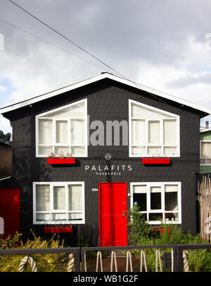 Maisons de Castro sur l'île de Chiloe Chili connu comme palafitos Banque D'Images