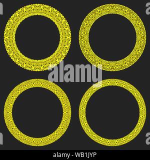 Ensemble de 4 cadres ronds mosaïque en gravier - dessins vectoriels wreath Illustration de Vecteur