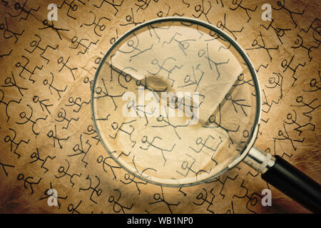 Loupe et code secret les hommes dansants Banque D'Images