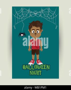 Happy Halloween effrayant caricature nuit Illustration de Vecteur