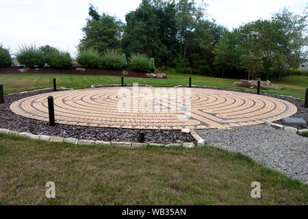 Une réplique de Chartres (cité médiévale) style labyrinthe de pierre située à l'Ouest PA Conference United Methodist Church de Cranberry Township, Michigan Banque D'Images