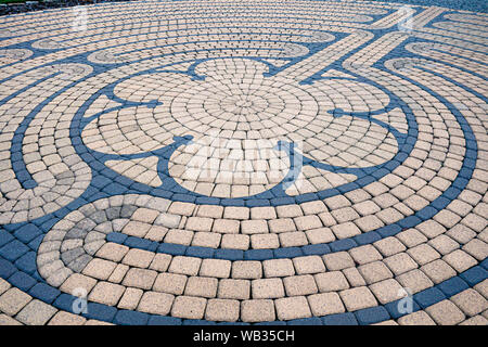 Une réplique de Chartres (cité médiévale) style labyrinthe de pierre située à l'Ouest PA Conference United Methodist Church de Cranberry Township, Michigan Banque D'Images