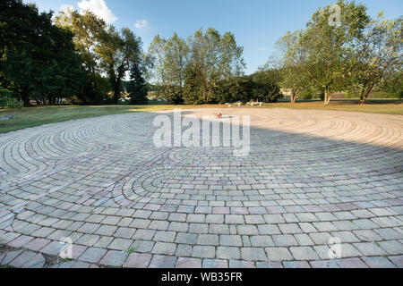 Une réplique de Chartres (cité médiévale) style labyrinthe de pierre situé au centre de spiritualité de Keane à celui des Sœurs de la Divine Providence à Pittsburgh, PA Banque D'Images