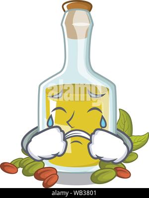 L'huile de pistache pleurer dans une bouteille de caractère Illustration de Vecteur