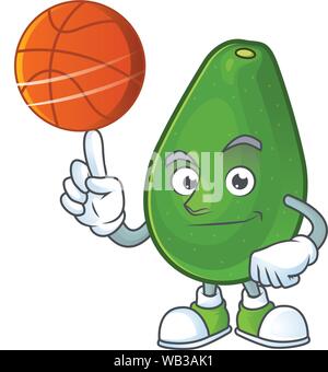 Avec l'avocat de basket-ball caractère fruité sur fond blanc Illustration de Vecteur