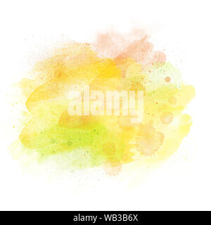 Contexte Aquarelle Aquarelle isolé sur blanc avec copie espace design vert, orange-jaune Banque D'Images