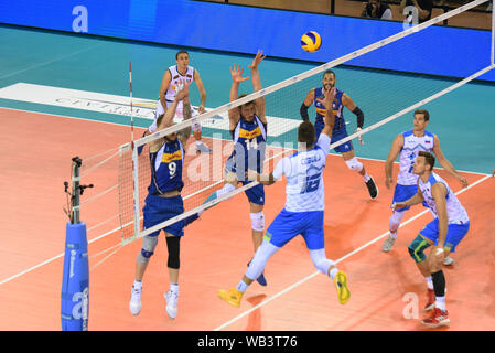 SPIKE KLEMEN CEBULJ au cours de test match avec l'Italie contre la Slovénie 2019, Civitanova Marche, Italie, 24 juillet 2019, l'Équipe nationale de volley-ball volley-ball italien Banque D'Images