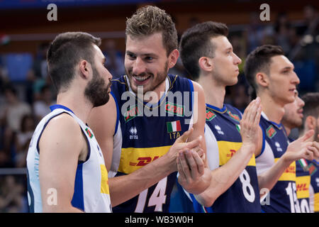 Au cours de piano MATTEO Ligue Nations Unies - hommes l'Italie contre le Polonia, Milan, Italie, 23 juin 2019, l'Équipe nationale de volley-ball volley-ball italien Banque D'Images