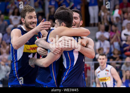 La bonne humeur ITALIE MATTEO (piano) lors de la Ligue des Nations Unies les hommes - l'Italie contre le Polonia, Milan, Italie, 23 juin 2019, l'Équipe nationale de volley-ball volley-ball italien Banque D'Images