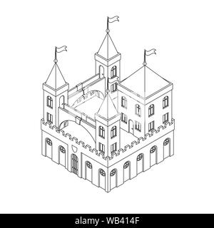 Un conte de château médiéval isolé sur fond blanc. Vector EPS10 Illustration de Vecteur