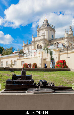 Lviv, Ukraine - le 18 août 2019 : Mise en page pour les aveugles la cathédrale St George est une cathédrale baroque-rococo situé dans la ville de Lviv, le quartier historique de c Banque D'Images