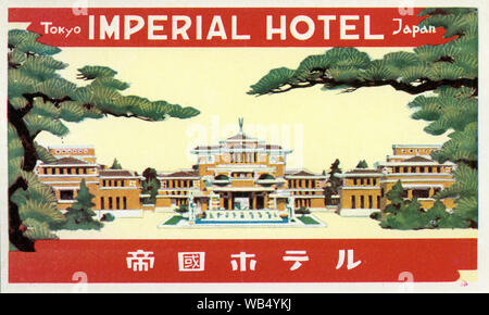 [ Le Japon d'avant-guerre - Hôtel Impérial de Tokyo ] Label - Assurance pour la Teikoku Hotel (l'Hôtel Impérial) à Tokyo. 20e siècle vintage label. Banque D'Images