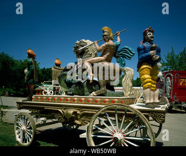 Élaborer et exotiques au monde du cirque parade wagons en Baraboo, Wisconsin, où les cinq frères Ringling fondé leur spectacle Banque D'Images