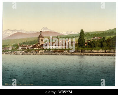 Evian-les-Bains, Lac de Genève, Suisse (c.-à-d., France) ; fait partie de : Vues de la Suisse à l'Photochrom collection imprimée. ; titre de la Detroit Publishing Co., catalogue J-section étrangère, Detroit, Michigan : Detroit Publishing Company, 1905 ; n° d'impression. 6666. Banque D'Images