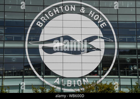 24 août 2019, American Express Community Stadium, Brighton, Angleterre, Premier League, Brighton vs Southampton ; American Express Crédit logo Stade : Phil Westlake/News Images Premier League/EFL images sont soumis à licence DataCo Banque D'Images