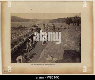 L'excavation pour y à Devereux, Orange & Alexandria Railroad. La photographie montre Hermann Haupt général supervise un chantier de construction à Devereux Station du Orange & Alexandria Railroad à Clifton, New Jersey. La locomotive porte son nom. À la droite est J.H. Devereux, surintendant. Banque D'Images