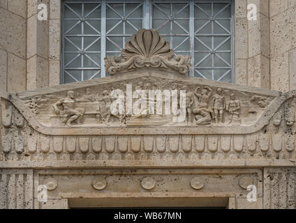 Détail de l'extérieur du palais de justice du comté de Travis à Austin, Texas Banque D'Images