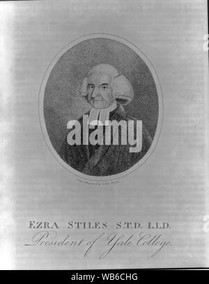 Ezra Stiles S.T.D. L.L.D. - Président de l'Université Yale / dessiné et gravé par S. Hill, Boston. Abstract/moyenne : 1 : impression gravure, crépi. Banque D'Images