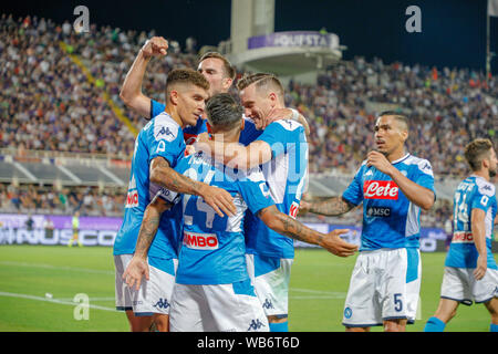 Florence, Italie. Août 24, 2019. Italie - au stade Artemio Franchi de Florence Naples bat la Fiorentina 3 à 4 visant ainsi à la première place de la première journée de championnat à l'image de la SSC Naples soccer (Photo par Fabio Sasso/Pacific Press) Credit : Pacific Press Agency/Alamy Live News Banque D'Images