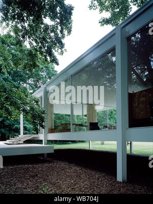 Farnsworth House, conçue et construite par l'architecte moderniste Ludwig Mies van der Rohe entre 1945 et 1951 dans la région de Plano, Texas Banque D'Images