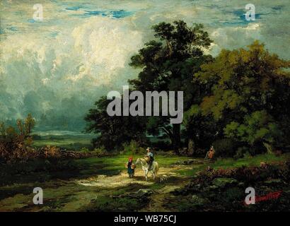 Edward Mitchell Bannister - Untitled (l'homme sur le cheval avec femme et chien) - Banque D'Images