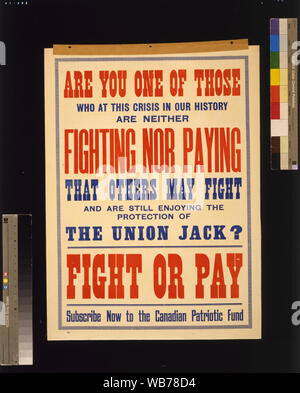 La lutte ou à payer. Inscrivez-vous dès maintenant pour le Fonds patriotique canadien Abstract/moyenne : 1 print (affiche) : lithographie, couleur ; 69 x 50 cm. Banque D'Images