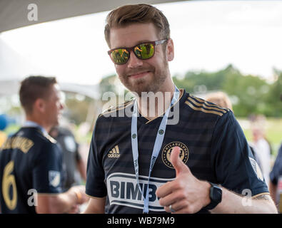 Chester, Pennsylvanie, USA. Août 24, 2019. Ancien joueur de l'Union de Philadelphie TONI STAHL, assiste à la rencontre des anciens au cours de journée au stade de l'énergie Talen Chester Ohio Crédit : Ricky Fitchett/ZUMA/Alamy Fil Live News Banque D'Images