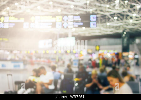 Arrière-plan flou de la salle d'attente de l'aéroport international Banque D'Images