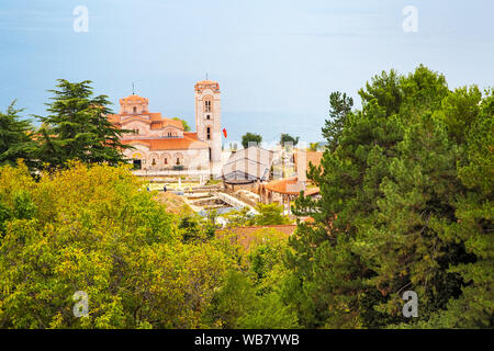 Saint Climent et Panteleimon Église à Ohrid, Macédoine, vue panoramique aérienne Banque D'Images