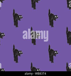 Halloween simple motif de fond transparent avec les chats noirs. Illustration de Vecteur