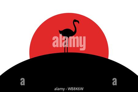 Flamingo, icône, silhouette animale africaine art image, vecteur illustration isolé sur fond blanc Illustration de Vecteur