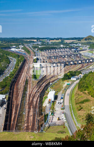 Terminal de Folkestone Eurotunnel, Cheriton, Folkestone, Kent, Banque D'Images