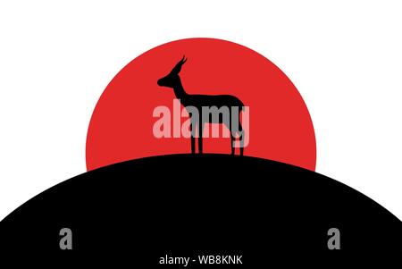L'icône de gazelle dorcas, silhouette animale africaine, art image, vector illustration isolé sur fond blanc Illustration de Vecteur