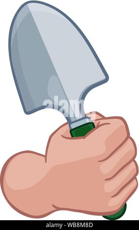 Agriculteur jardinier part Fist Holding Spade Cartoon Illustration de Vecteur