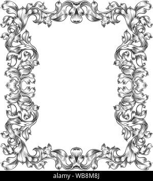 Filigrane Vintage Frame Défilement Modèle Leaf Illustration de Vecteur