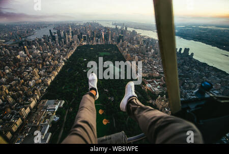 New York et de Manhattan vue depuis l'hélicoptère Banque D'Images