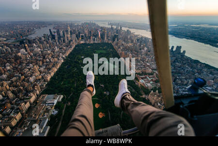 New York et de Manhattan vue depuis l'hélicoptère Banque D'Images