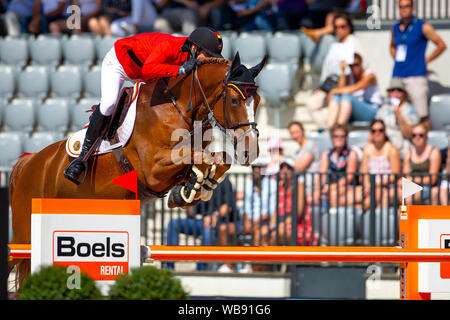 Rotterdam, Pays-Bas. Août 25, 2019. Médaillé de bronze Jos Verlooy (AUT) équitation Igor dans le championnat individuel au à la Longines FEI Championnats européens. Concours hippique. Bouleau/SIP Elli Crédit photo agency/Alamy live news. Credit : Sport en images/Alamy Live News Banque D'Images