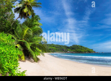 Paradise Beach à l'île tropicale, Seychelles Banque D'Images