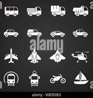 Les icônes de transport situé sur arrière-plan de conception graphique et web. Simple illustration. Concept Internet symbole de bouton ou d'un site web mobile Illustration de Vecteur
