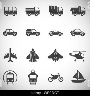 Les icônes de transport situé sur arrière-plan de conception graphique et web. Simple illustration. Concept Internet symbole de bouton ou d'un site web mobile Illustration de Vecteur